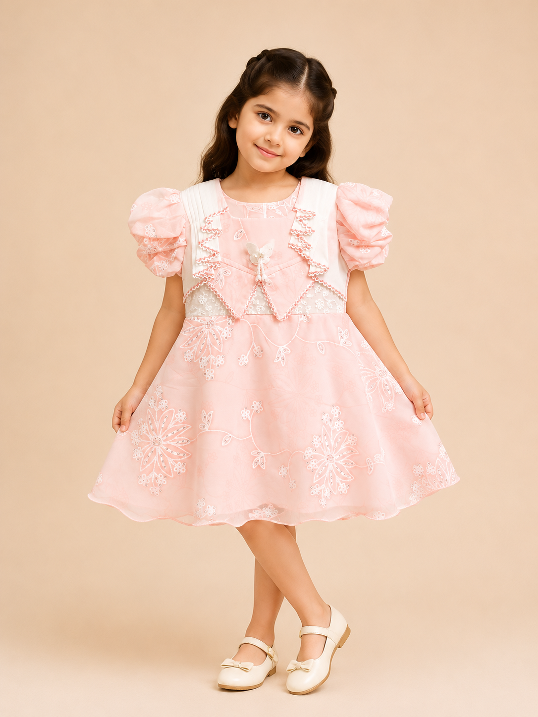 Baby Girls Elegant Embroidered Dress 257