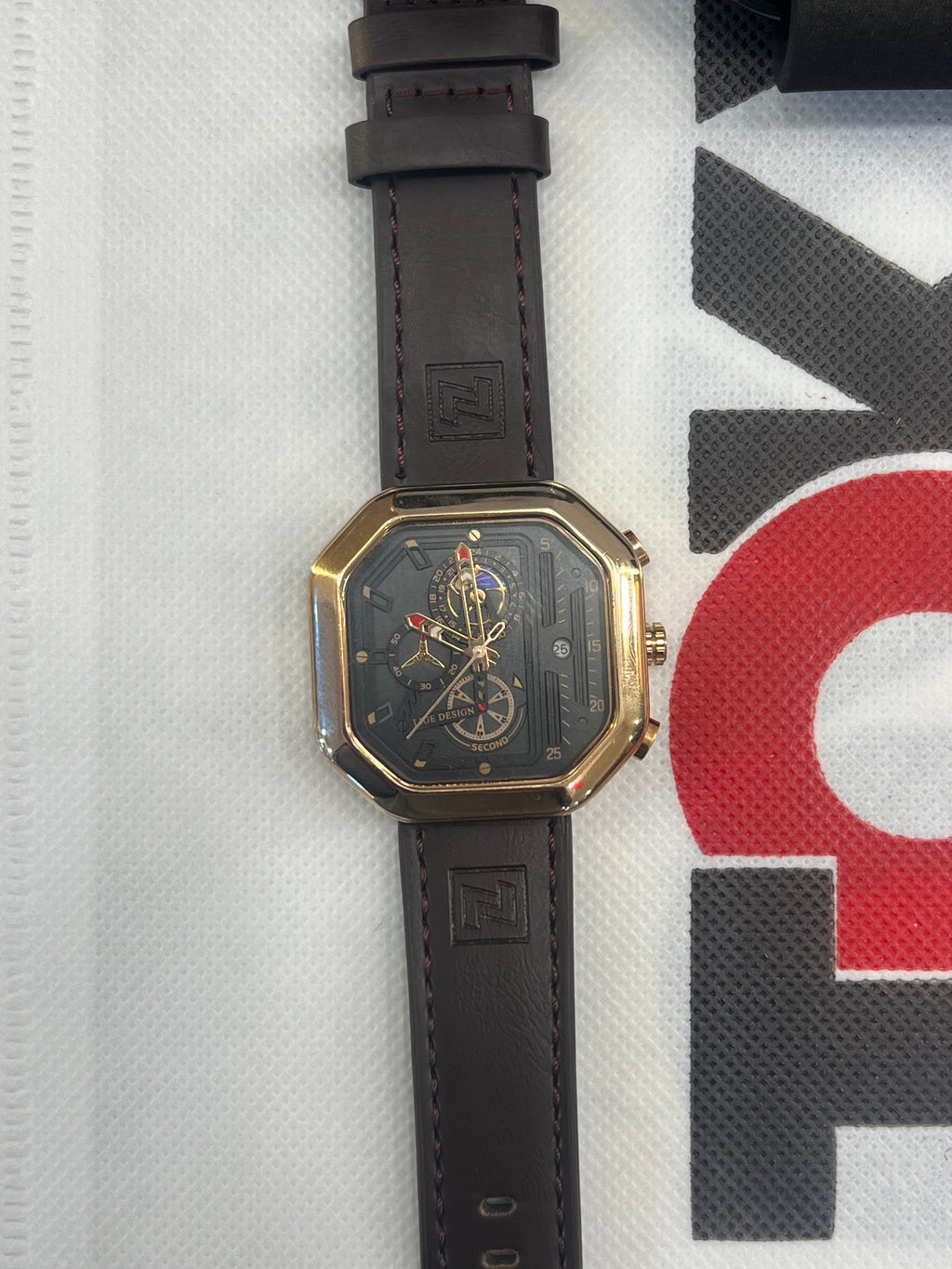 LDG31 LIGE Design Gold Square Chronograph Style Men's luxury watch