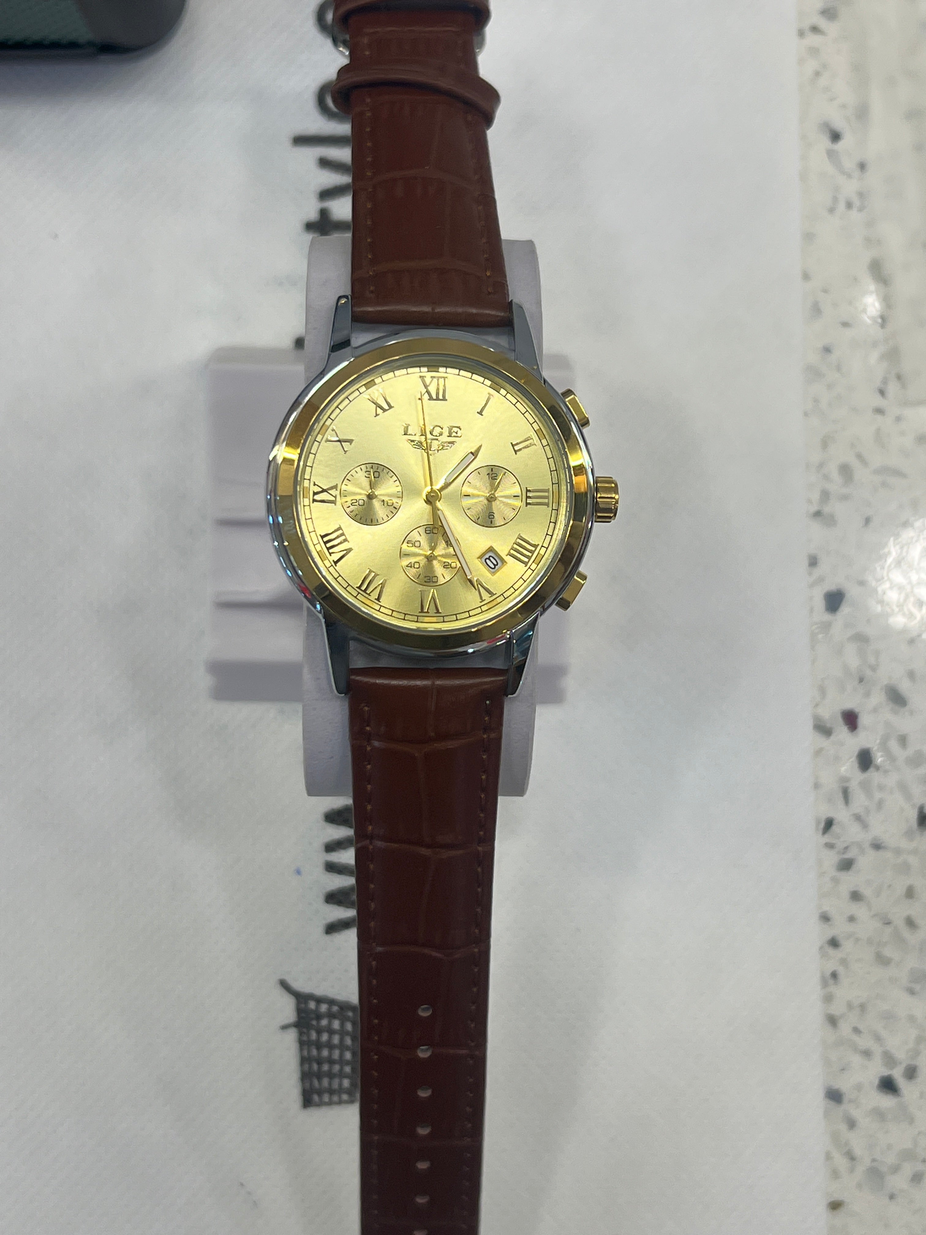 LCG32 LIGE Classic Chronograph Style Men's Leather Watch