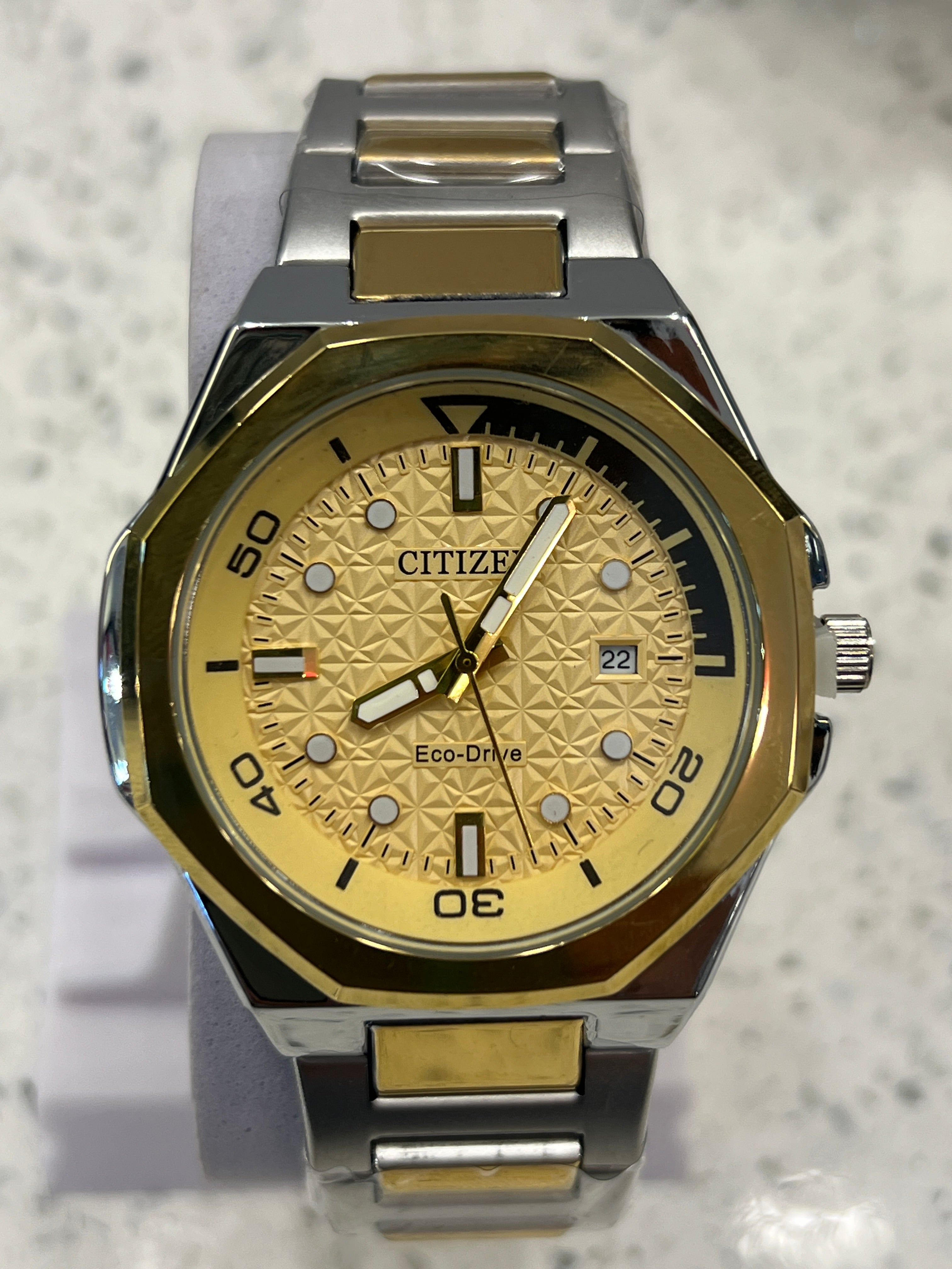CG34 Citizen Eco-Drive Gold Textured watch