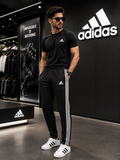 Three Full Stripe Athletic Track Pant Black/White