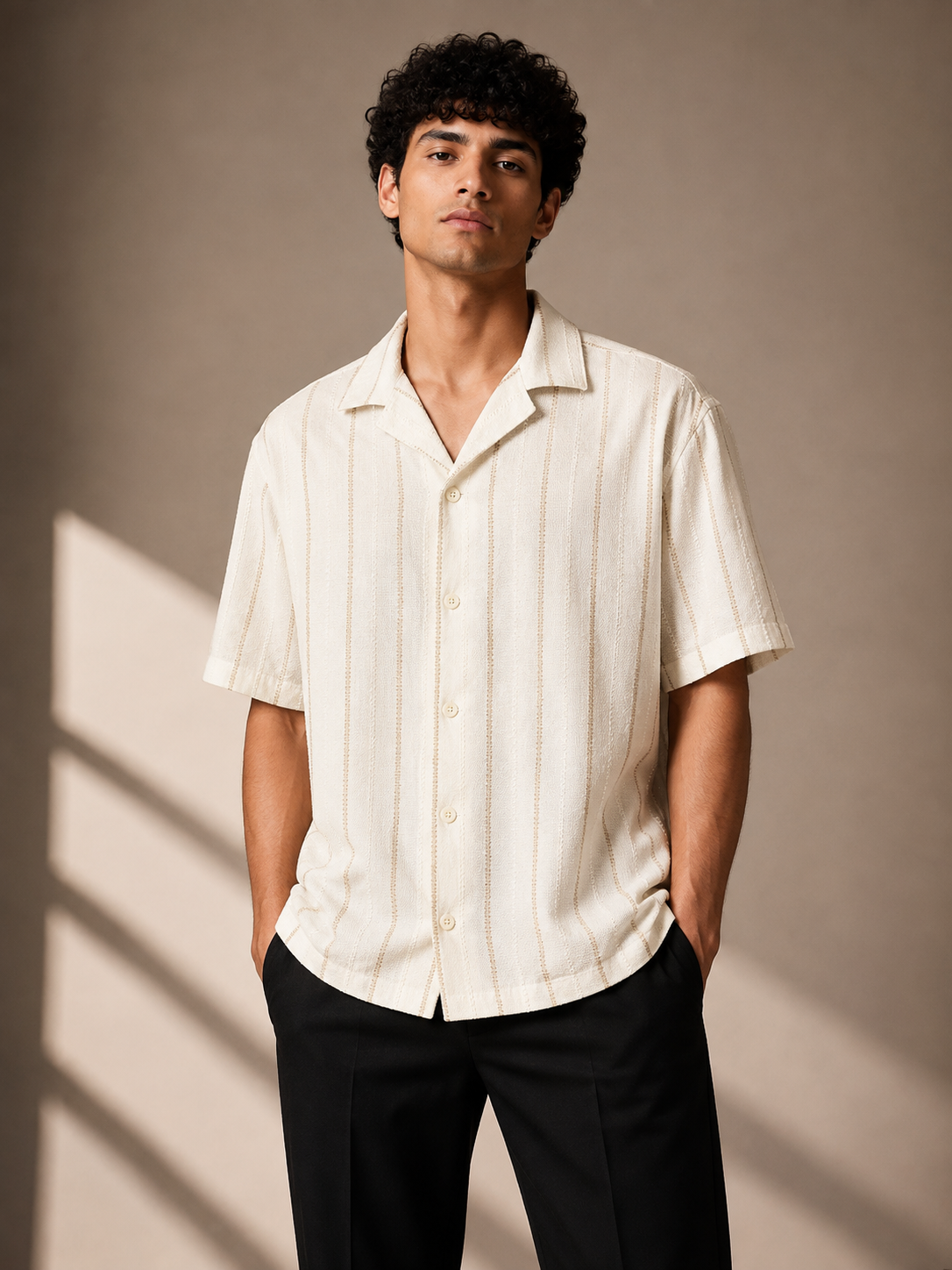 GATSBY MENS S/S SHIRT _Loose Fit OFF WHITE