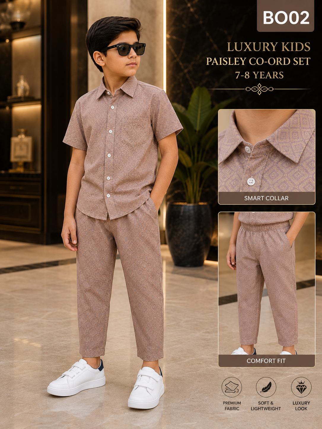 Luxury Kids Paisley Co-Ord Set-BO02