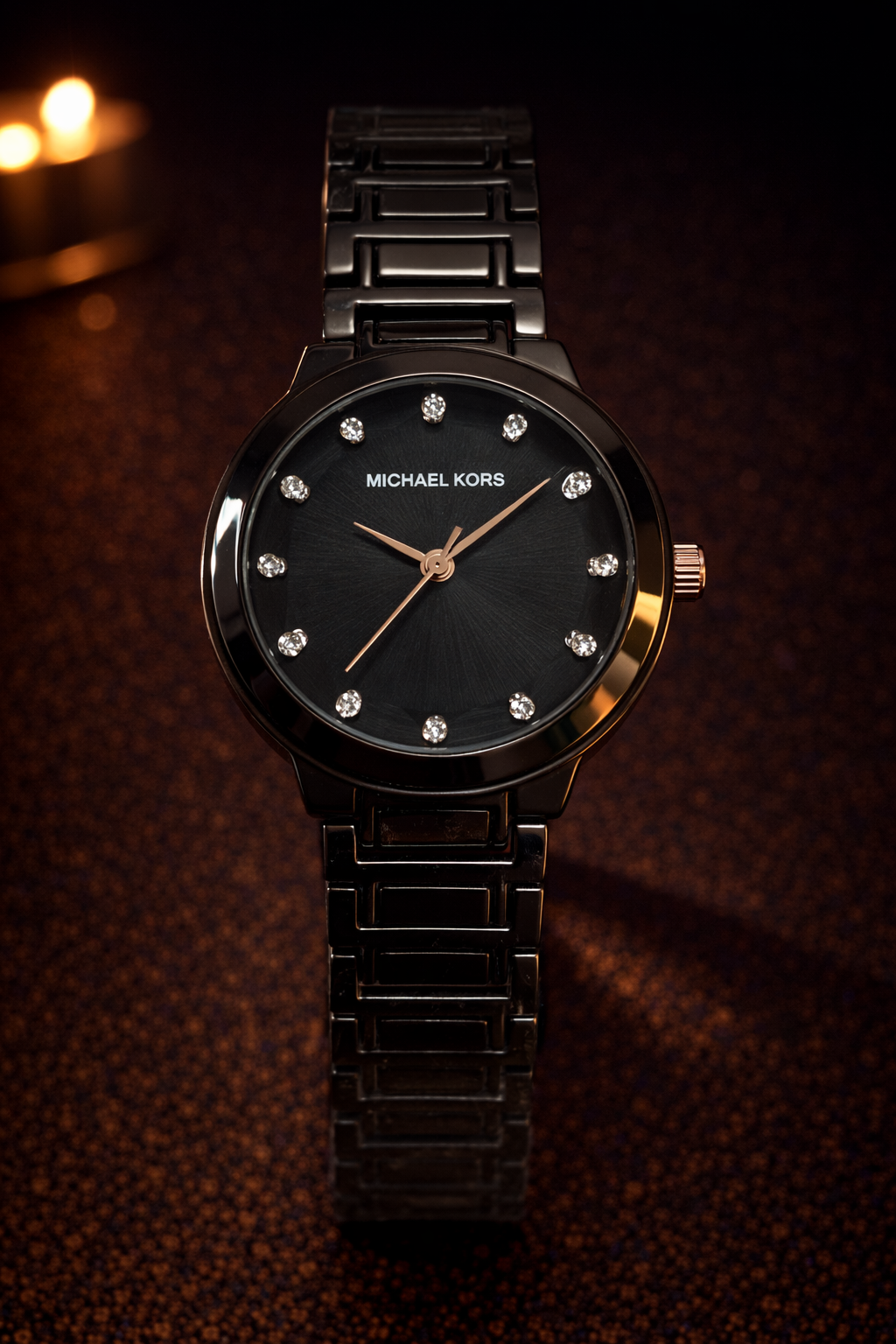 LW77 MK Crystal Bezel Strap Watch