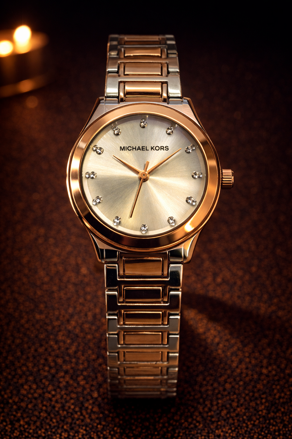 LW78 MK Crystal Bezel Strap Watch