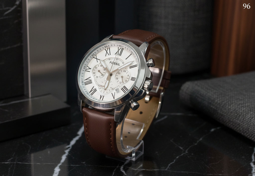 FC96 Chronograph Roman Dial Brown Leather Strap Watch