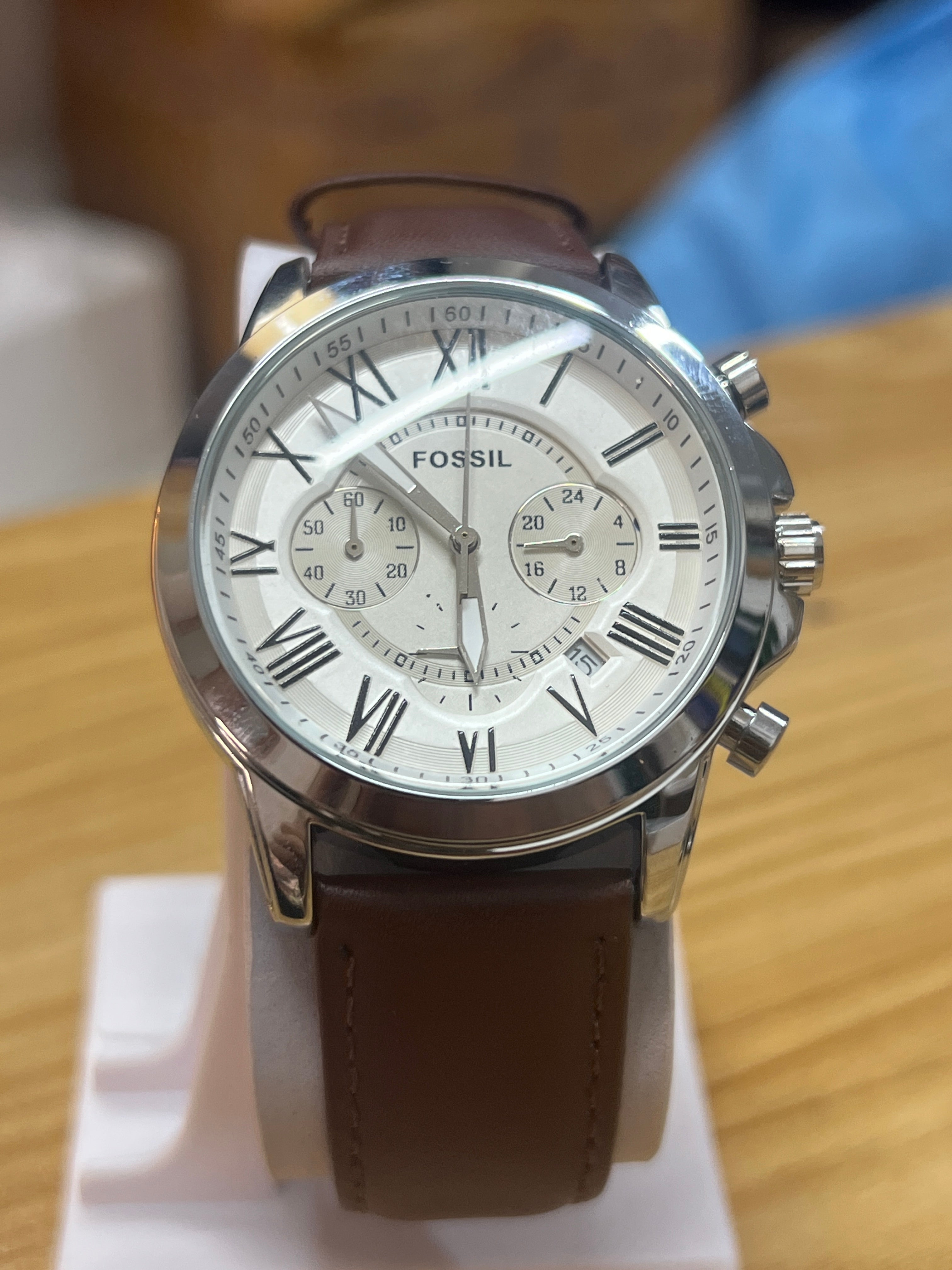 FC96 Chronograph Roman Dial Brown Leather Strap Watch