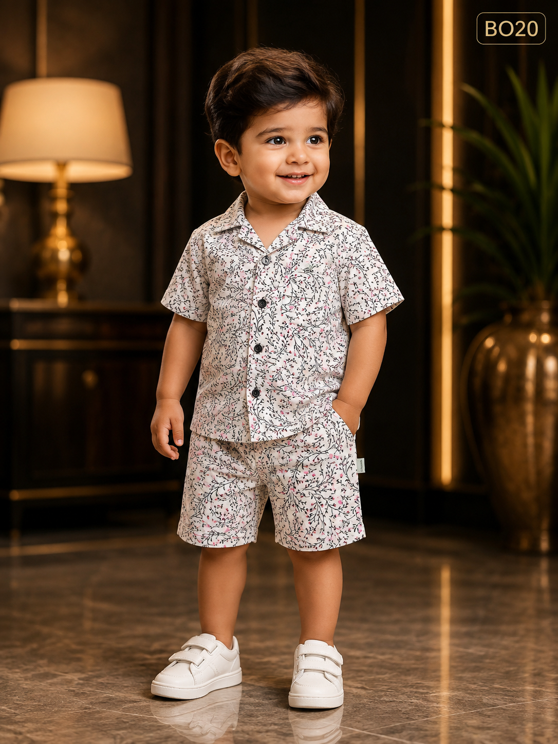 Kids Floral Vine Shirt & Shorts Co-Ord Set-BO20
