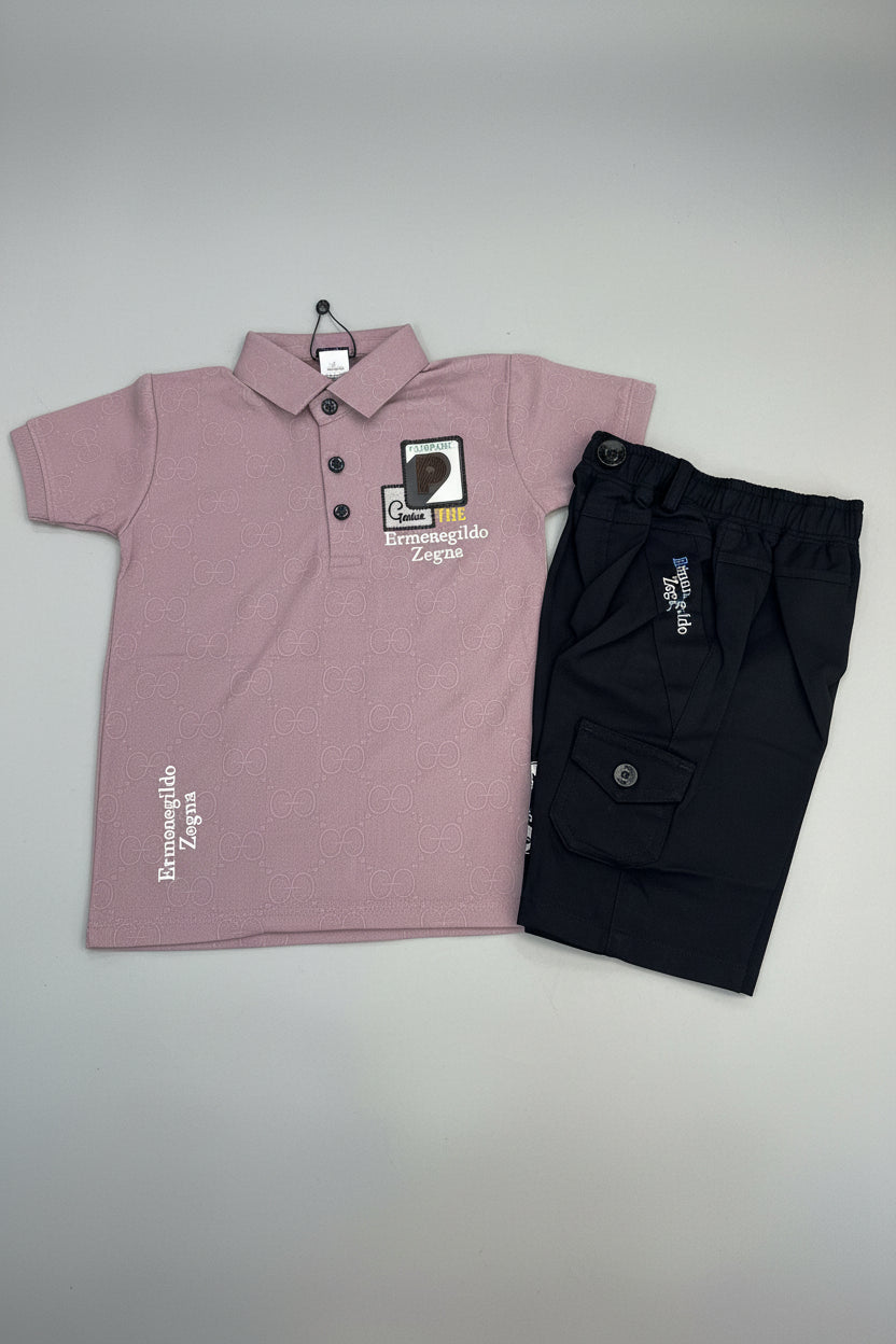 Kids Premium Polo T-Shirt & Shorts Set Luxury Monogram Edition 277