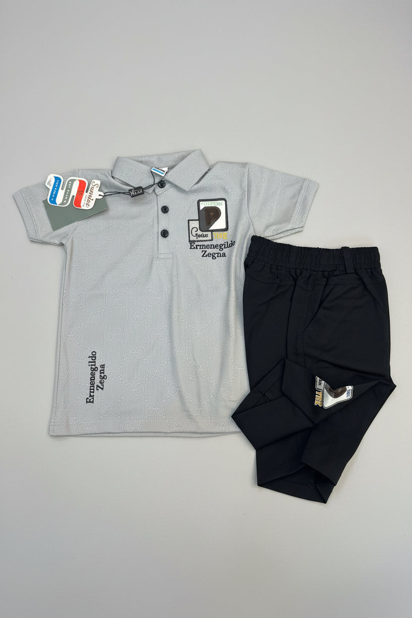 Kids Premium Polo T-Shirt & Shorts Set Luxury Monogram Edition 277