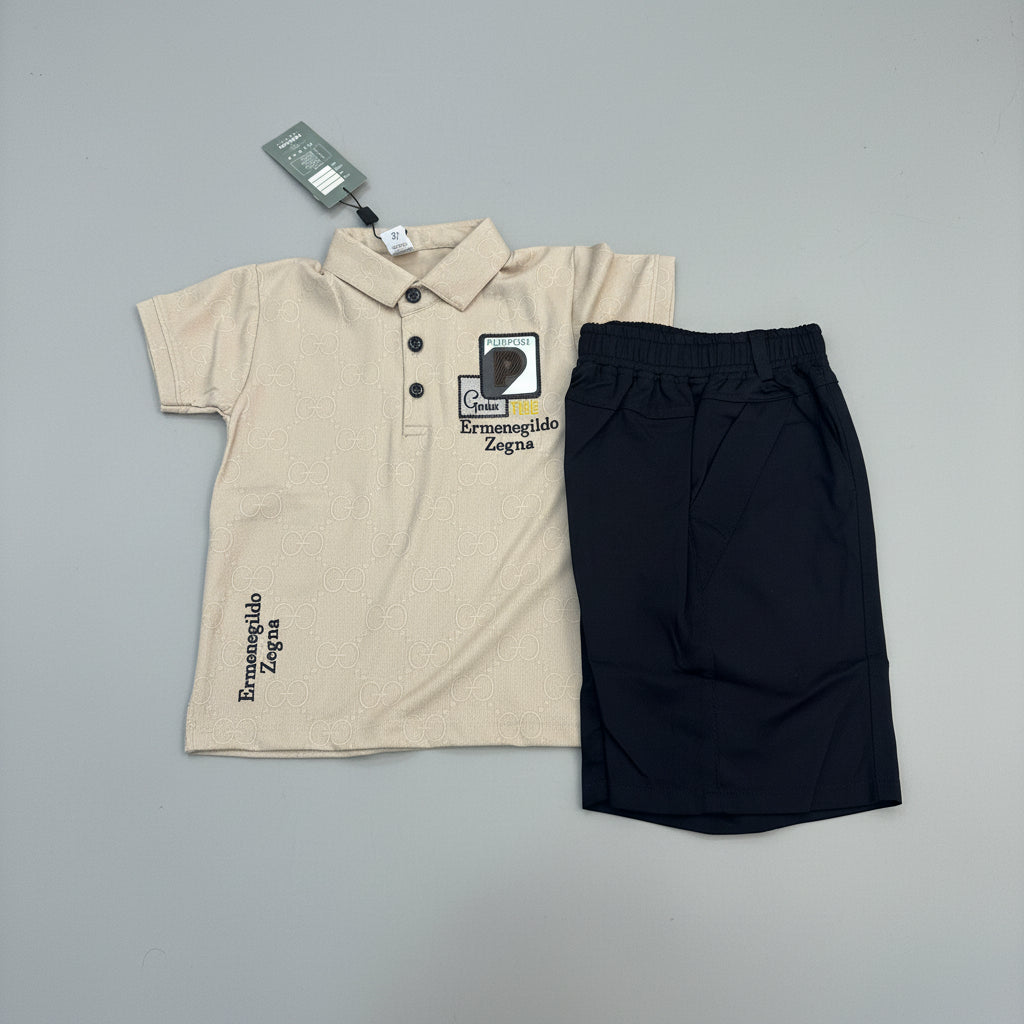 Kids Premium Polo T-Shirt & Shorts Set Luxury Monogram Edition 277