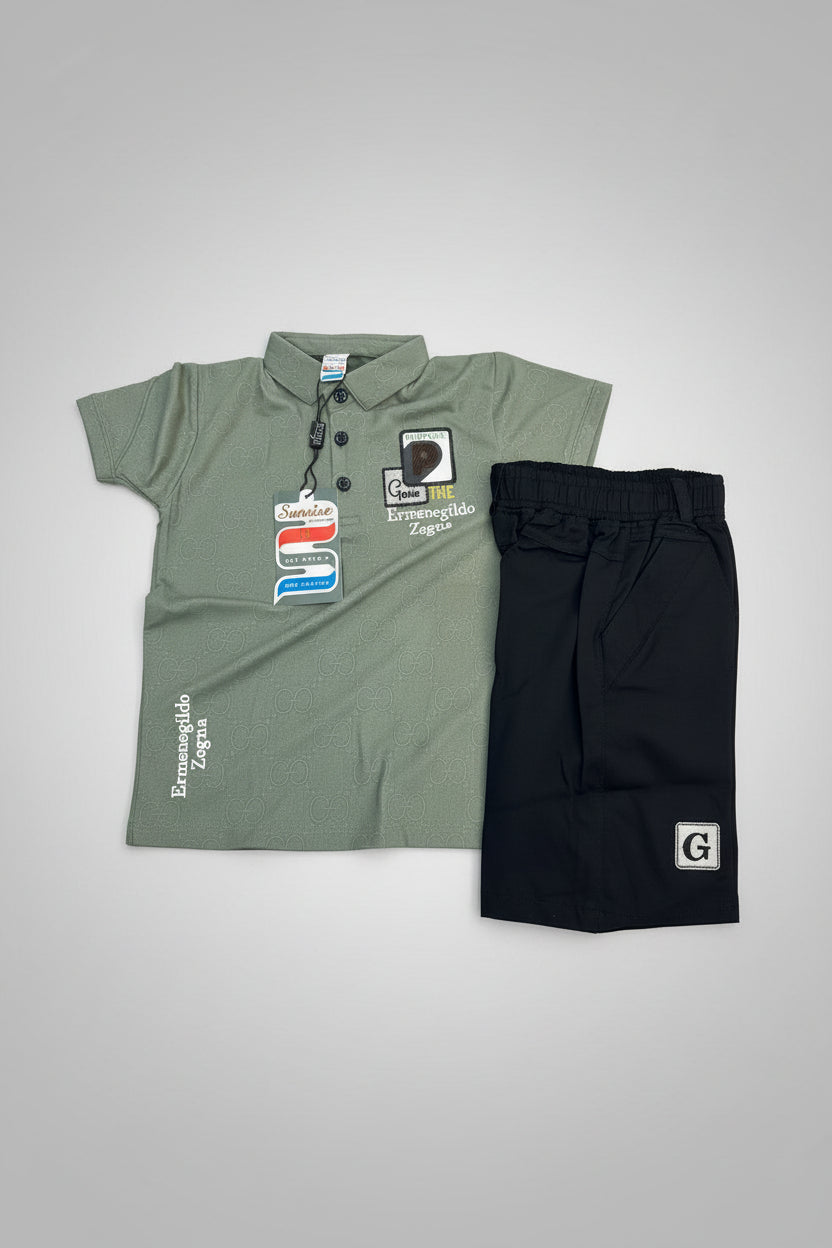 Kids Premium Polo T-Shirt & Shorts Set Luxury Monogram Edition 277