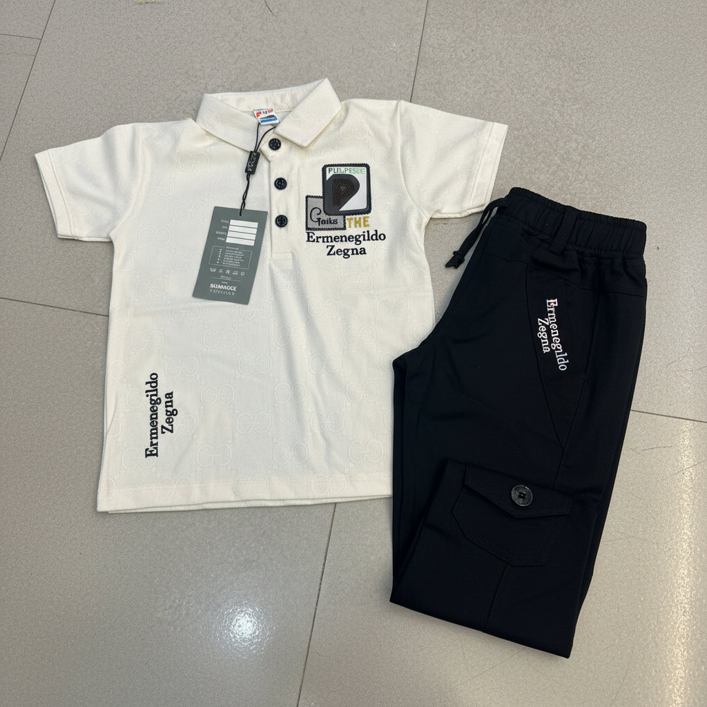 Kids Premium Polo T-Shirt & Shorts Set Luxury Monogram Edition 277