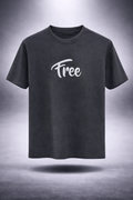 Free Print Black Cotton T-Shirt