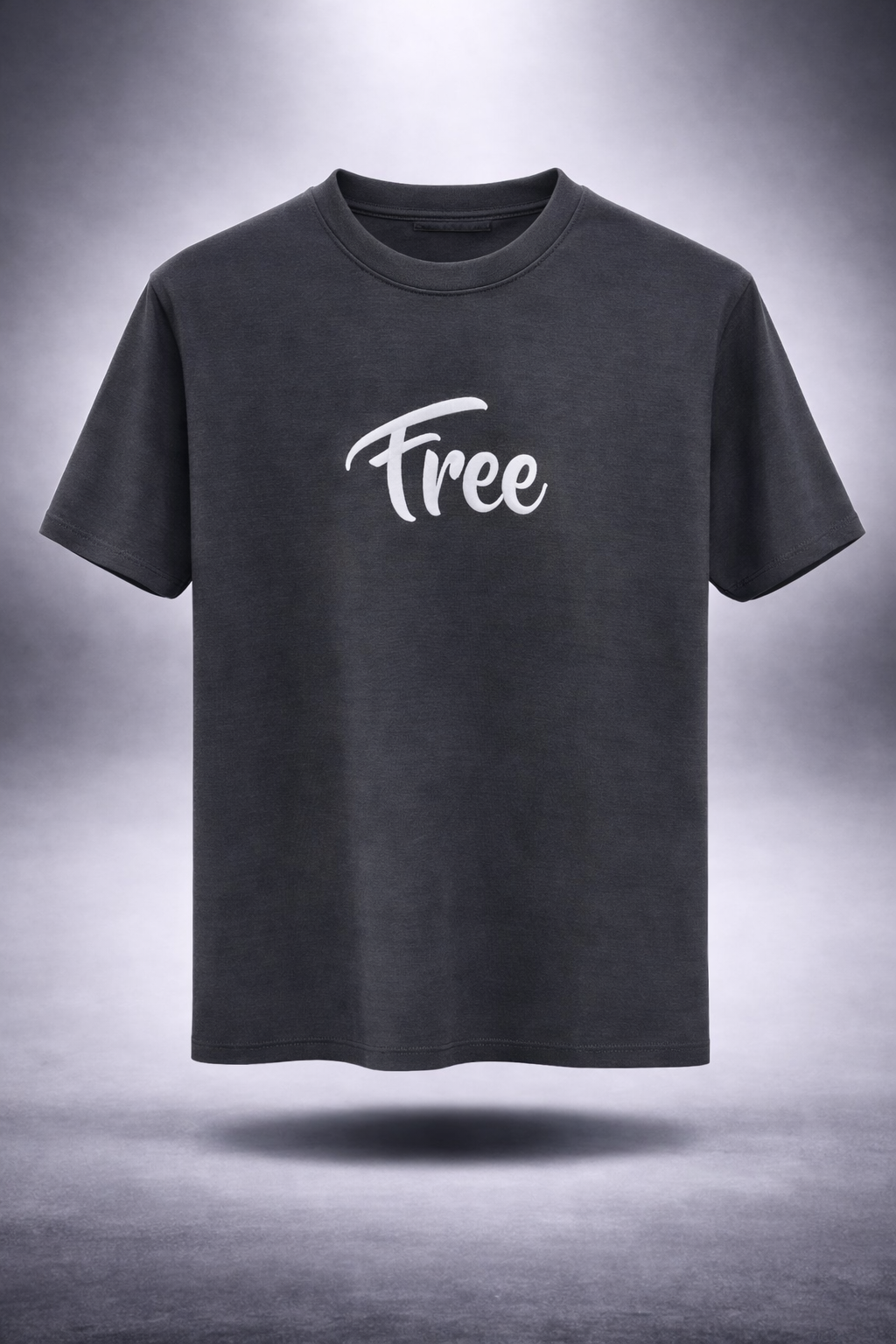 Free Print Black Cotton T-Shirt