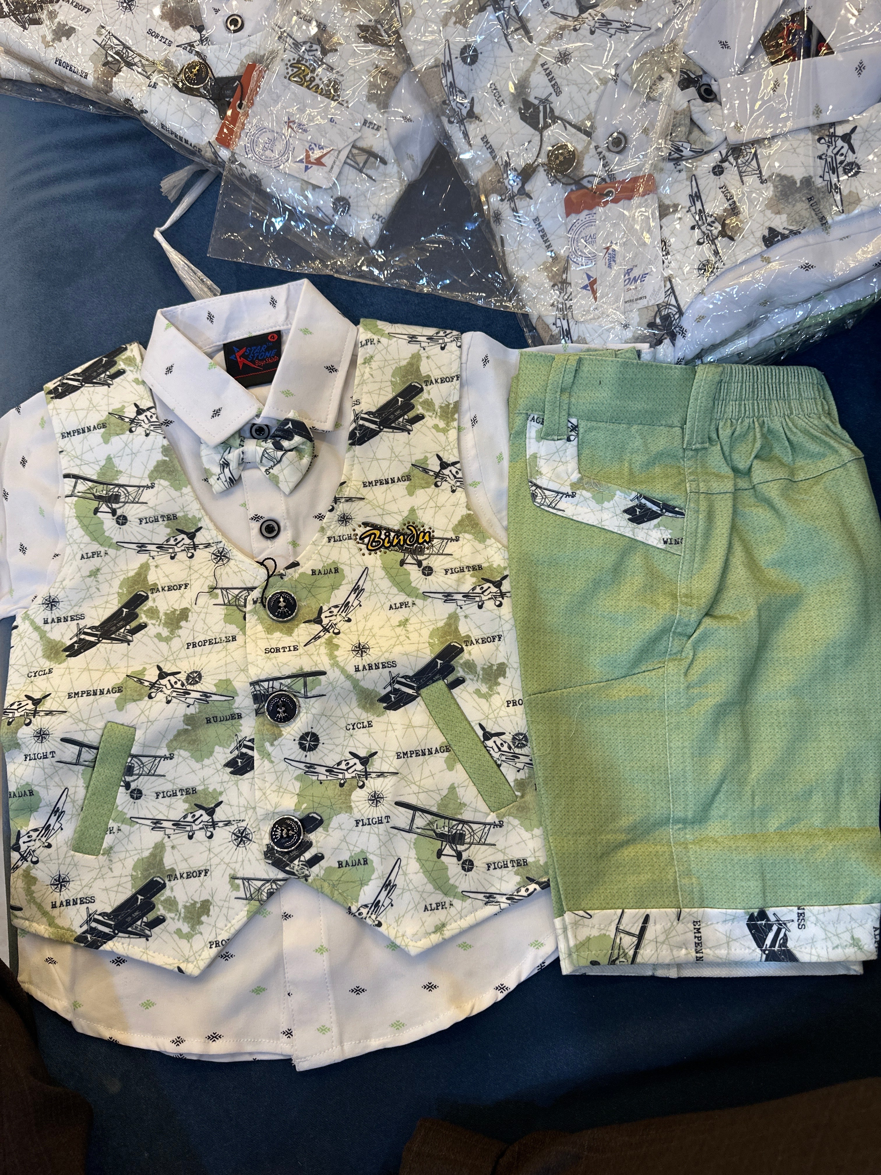 Kids Premium Aviation Print Shirt & Shorts Set 239