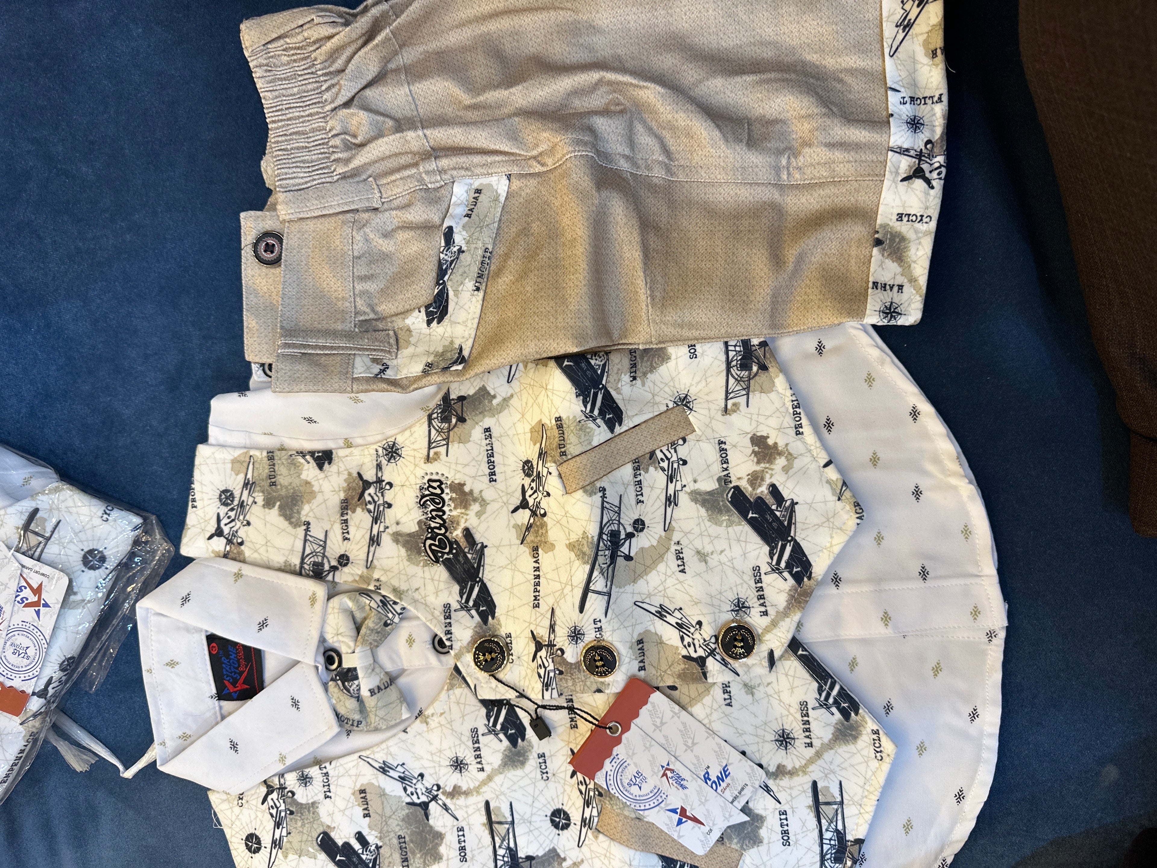 Kids Premium Aviation Print Shirt & Shorts Set 239