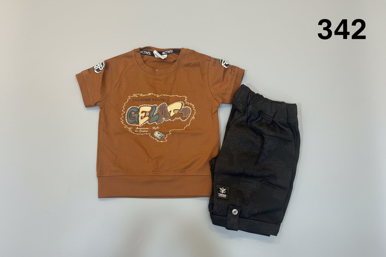 Kids Creative South Printed T-Shirt & Textured Short Set 342