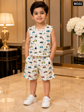 Baby Boys Car Print Sleeveless Co-Ord Set-BO22