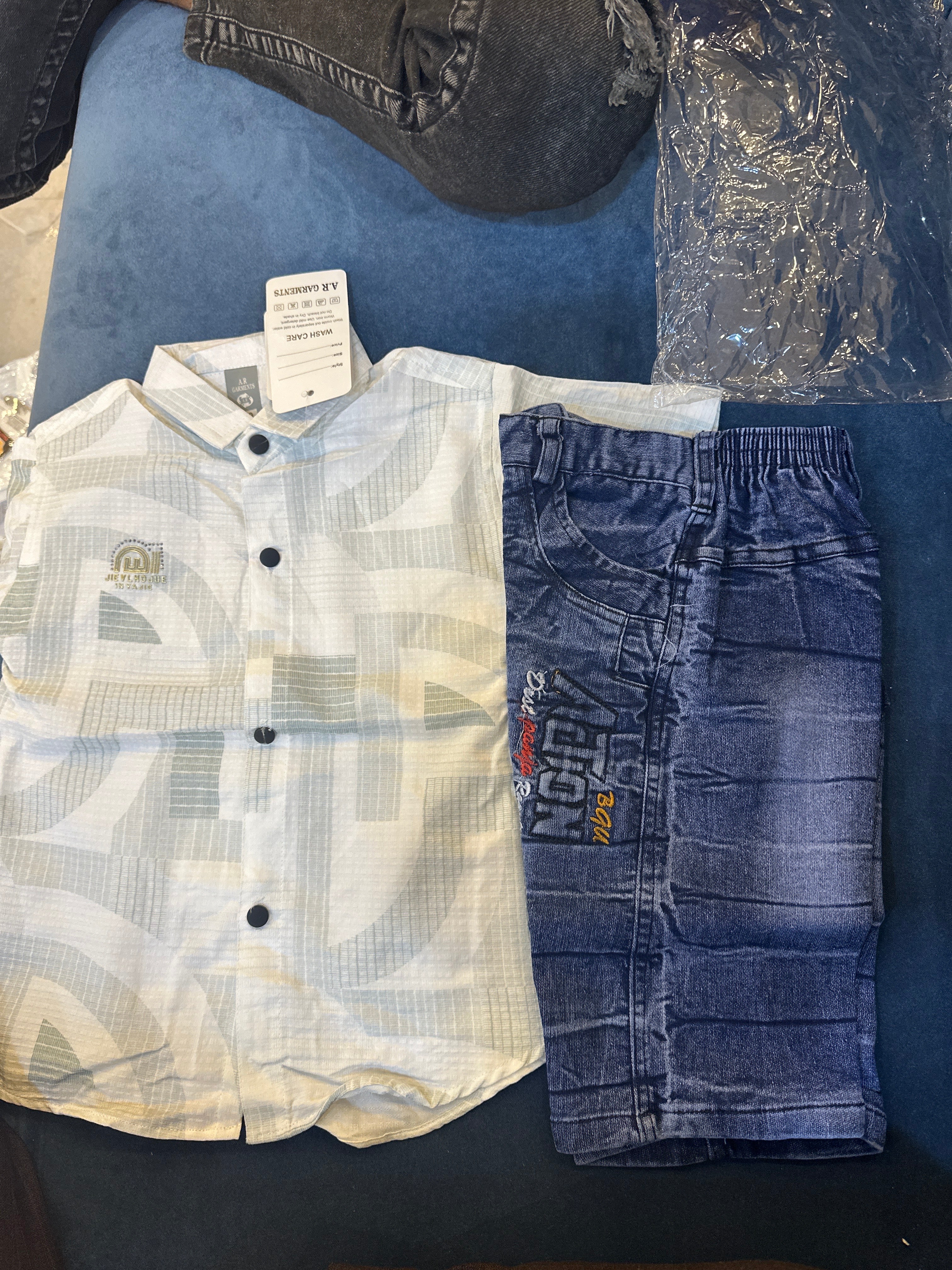 Kids Premium Printed Shirt & Denim Pant Set 412