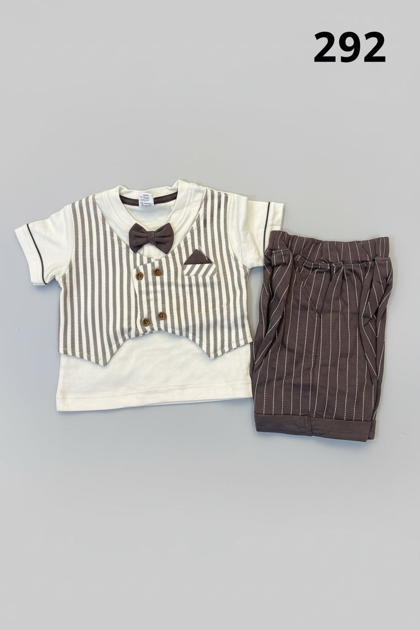 Baby Boy Formal Waistcoat T-Shirt & Shorts Set 292