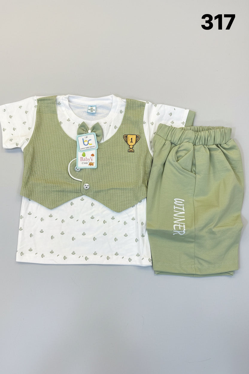 Baby Boy Winner Vest T-Shirt & Shorts Set 317