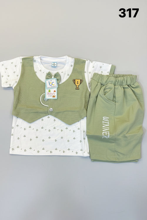 Baby Boy Winner Vest T-Shirt & Shorts Set 317