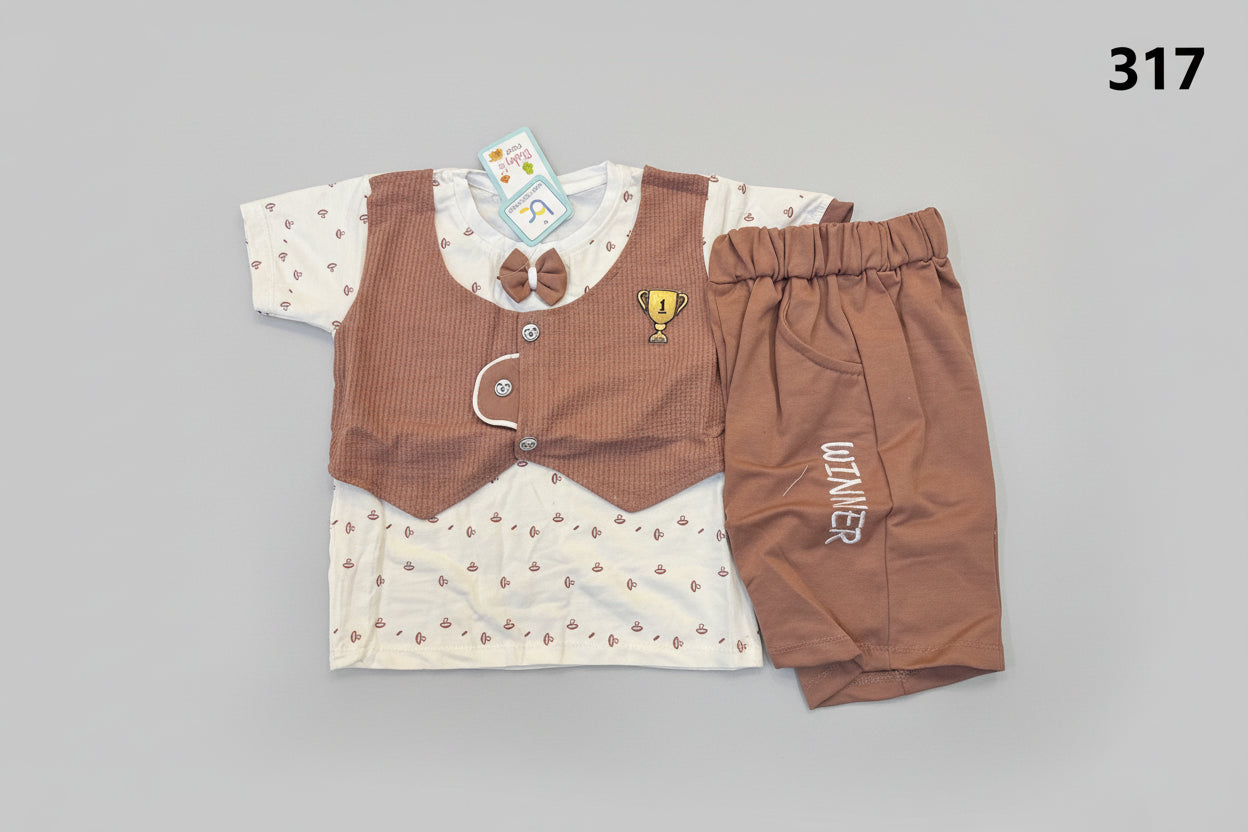 Baby Boy Winner Vest T-Shirt & Shorts Set 317