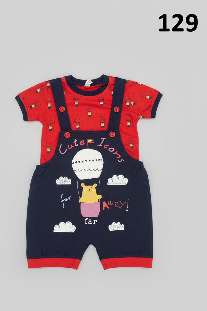 Baby Boy Cute Icons Dungaree Romper Set 129
