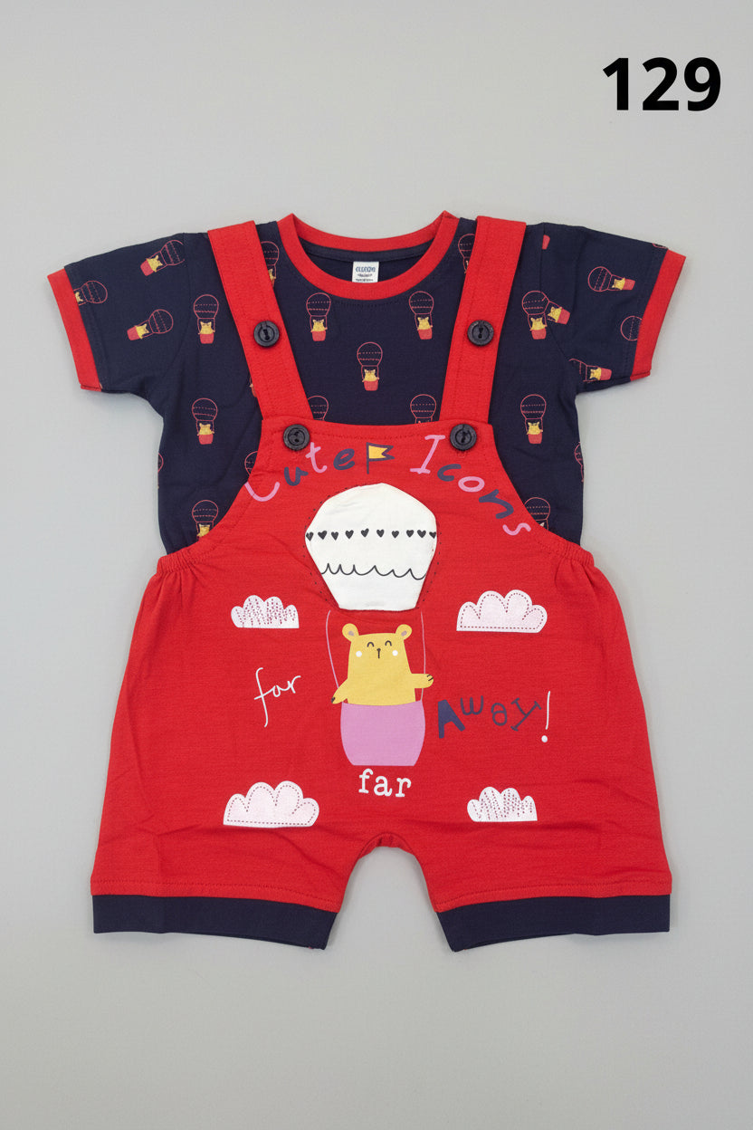 Baby Boy Cute Icons Dungaree Romper Set 129