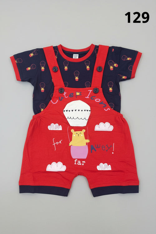 Baby Boy Cute Icons Dungaree Romper Set 129