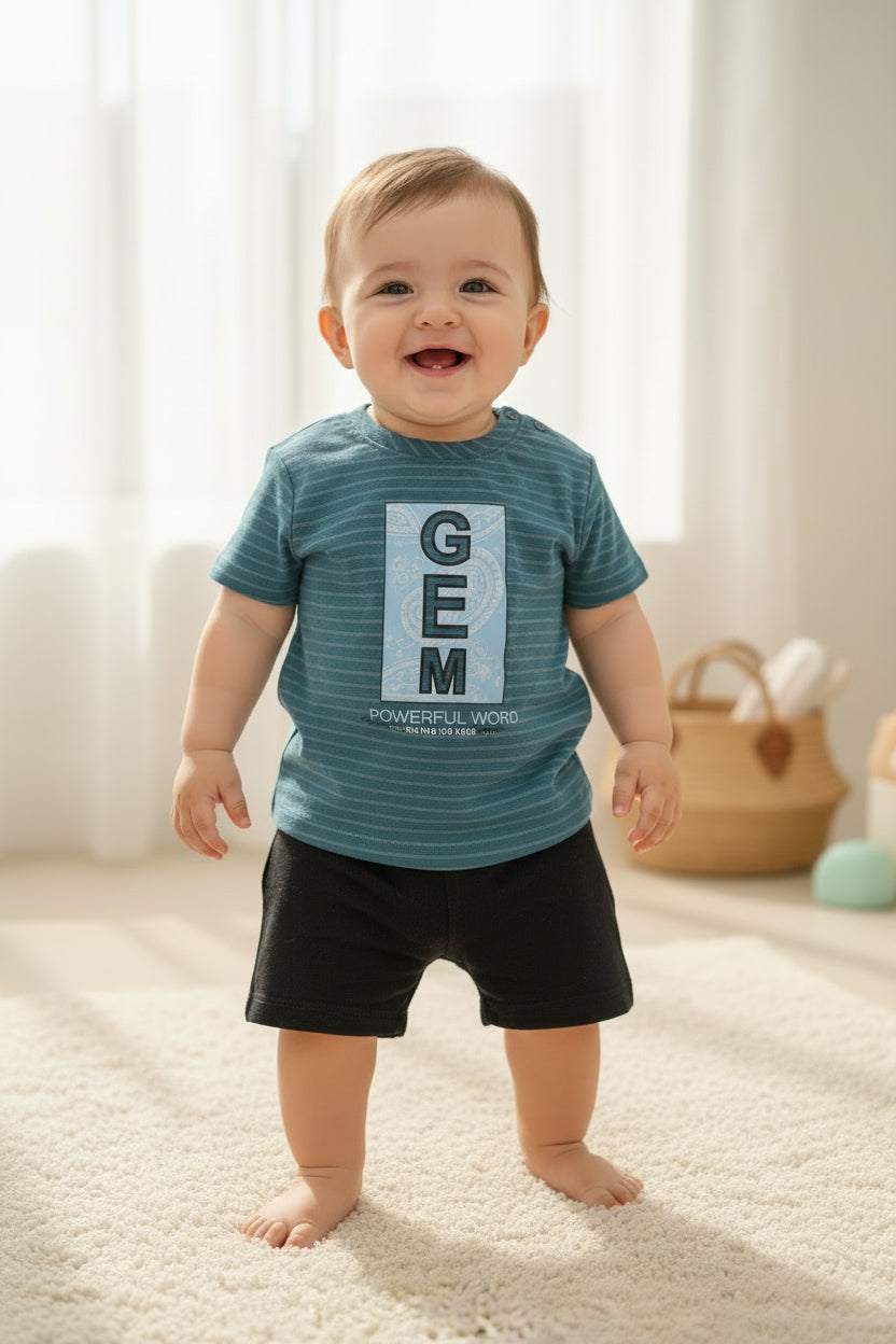 Kids Premium Printed T-Shirt & Shorts Set – GEM Edition 357