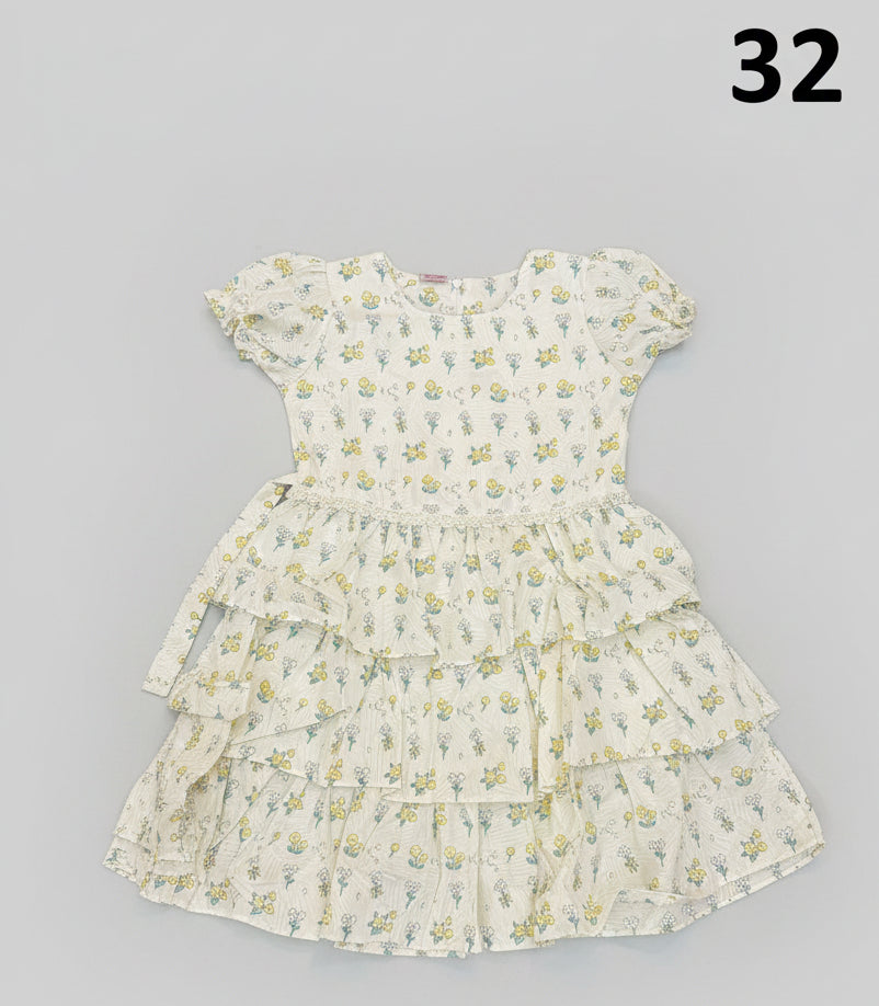 Girls Floral Layered Ruffle Dress 32