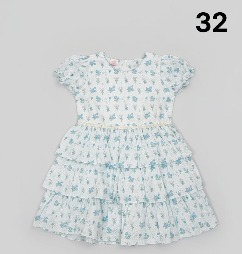 Girls Floral Layered Ruffle Dress 32