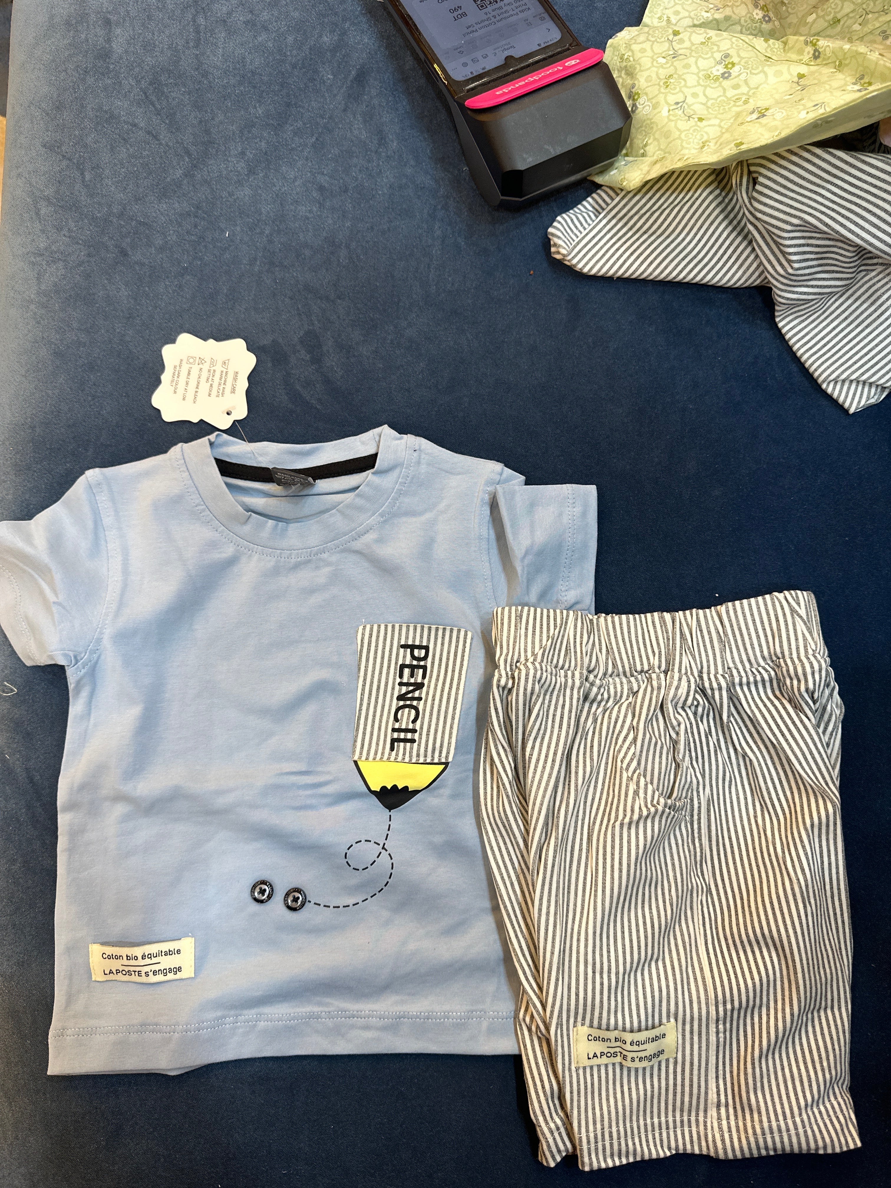Kids Pencil Print T-Shirt & Shorts Set 350