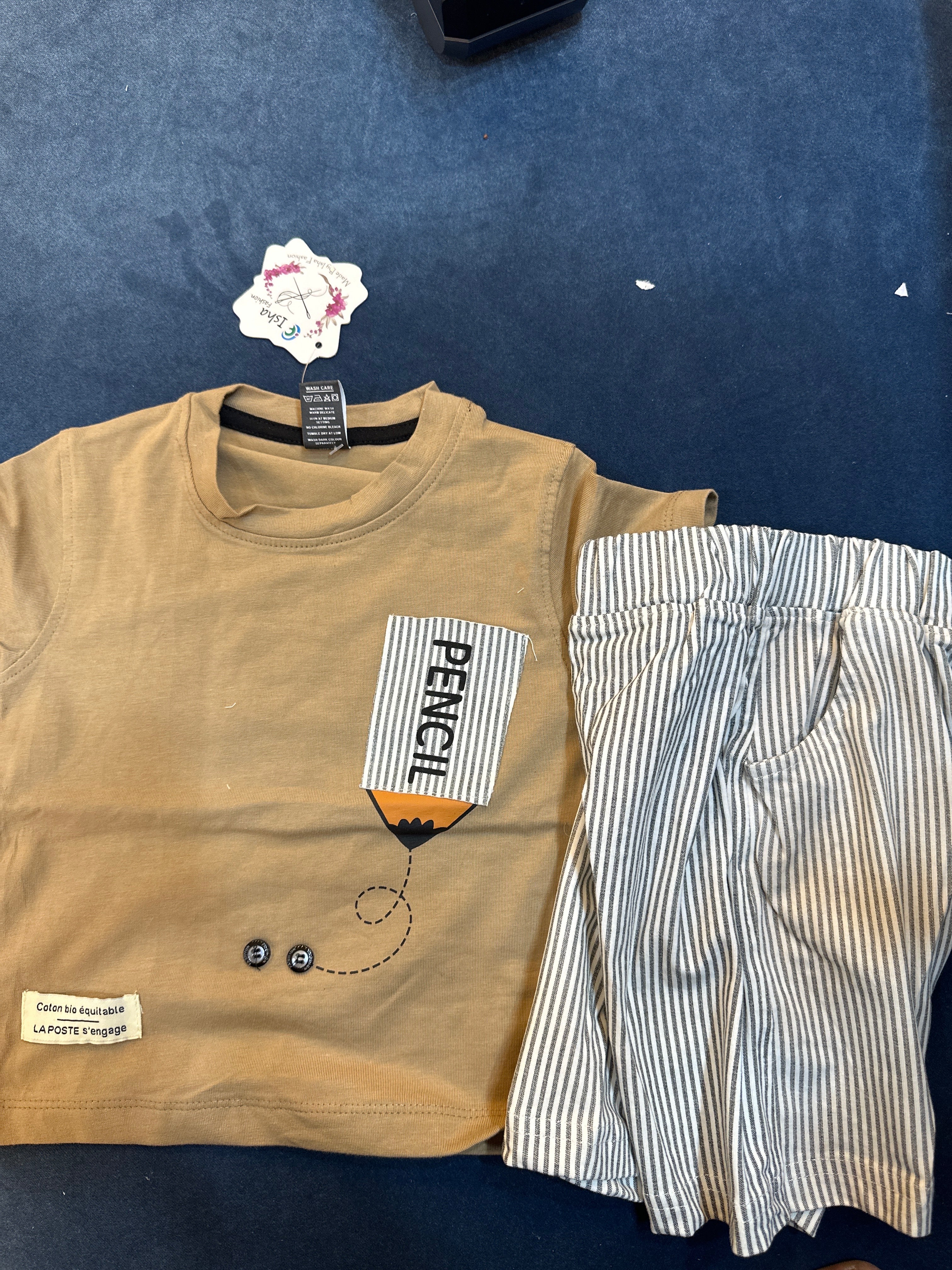 Kids Pencil Print T-Shirt & Shorts Set 350