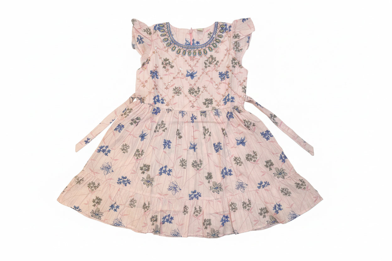 Girls Floral Layered Dress 1