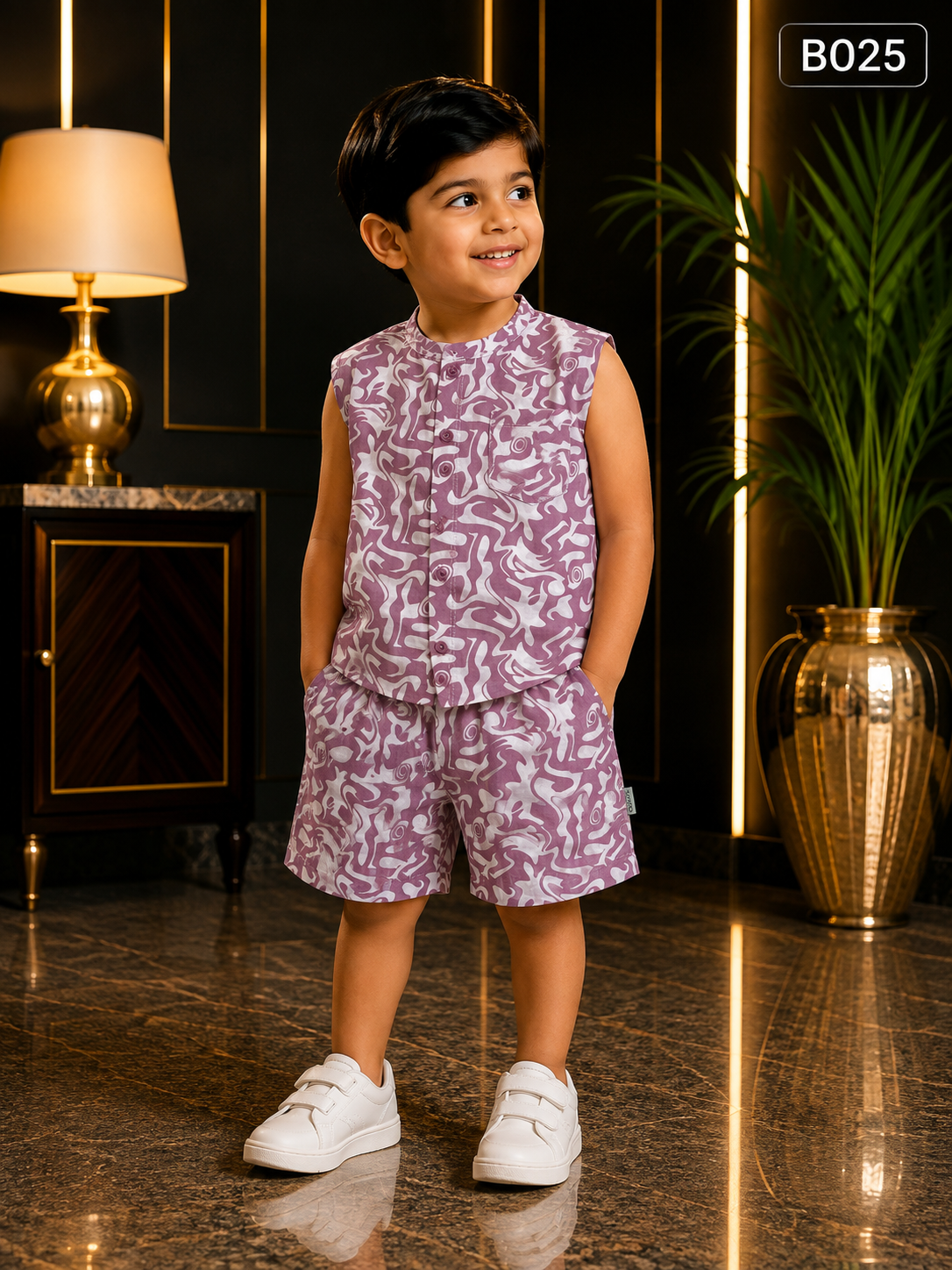 Baby Boys Abstract Print Sleeveless Co-Ord Set-BO25