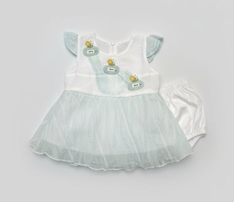 Baby Girls Appliqué Net Frock Set 78