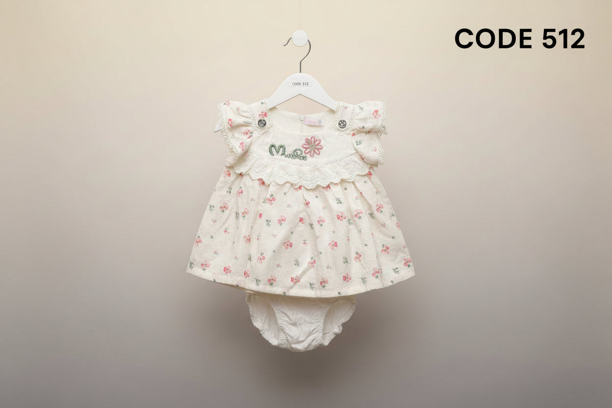 Girls Floral Cotton Dress Set with Bloomer 512