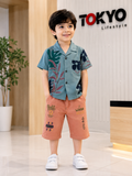 Boys Premium Stripe Shirt & Check Shorts Set B004
