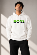 Mens Printed Pullover Hoodie White S1005
