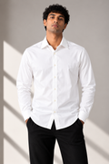 Men’s Premium Solid Long Sleeve Formal Shirt – Ivory White