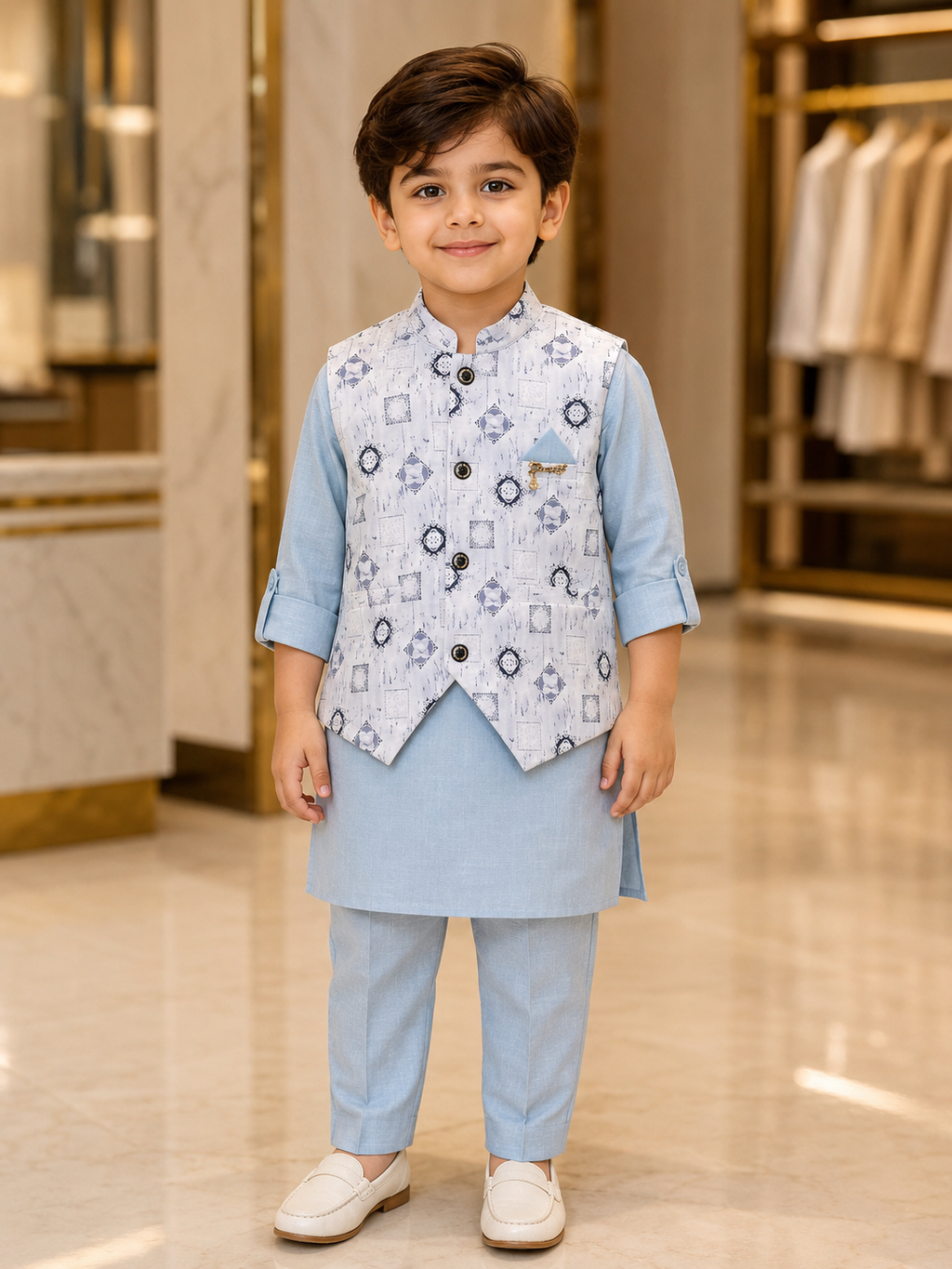 Kids Premium Waistcoat Kurta Pajama Set 386