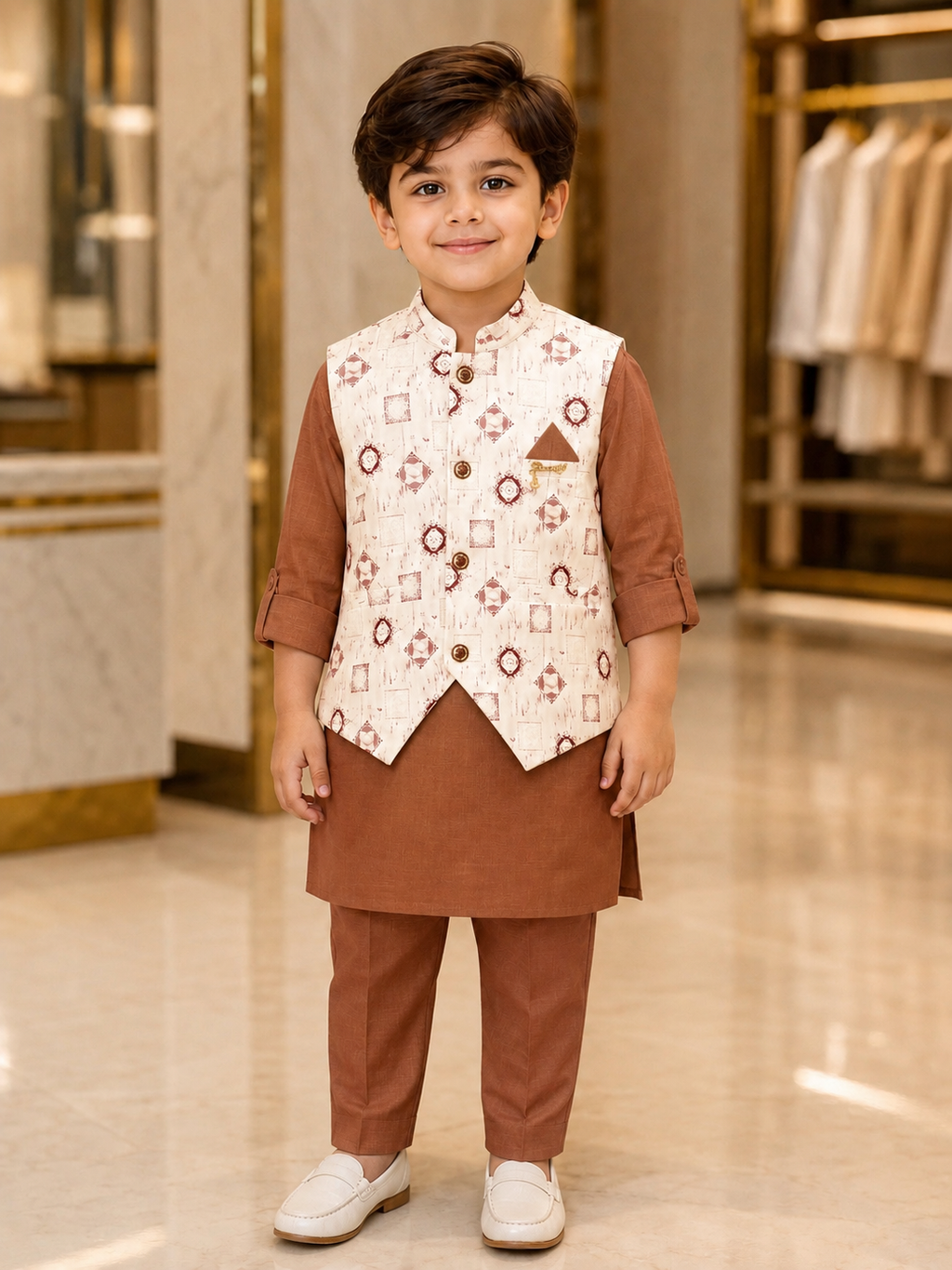 Kids Premium Waistcoat Kurta Pajama Set 386