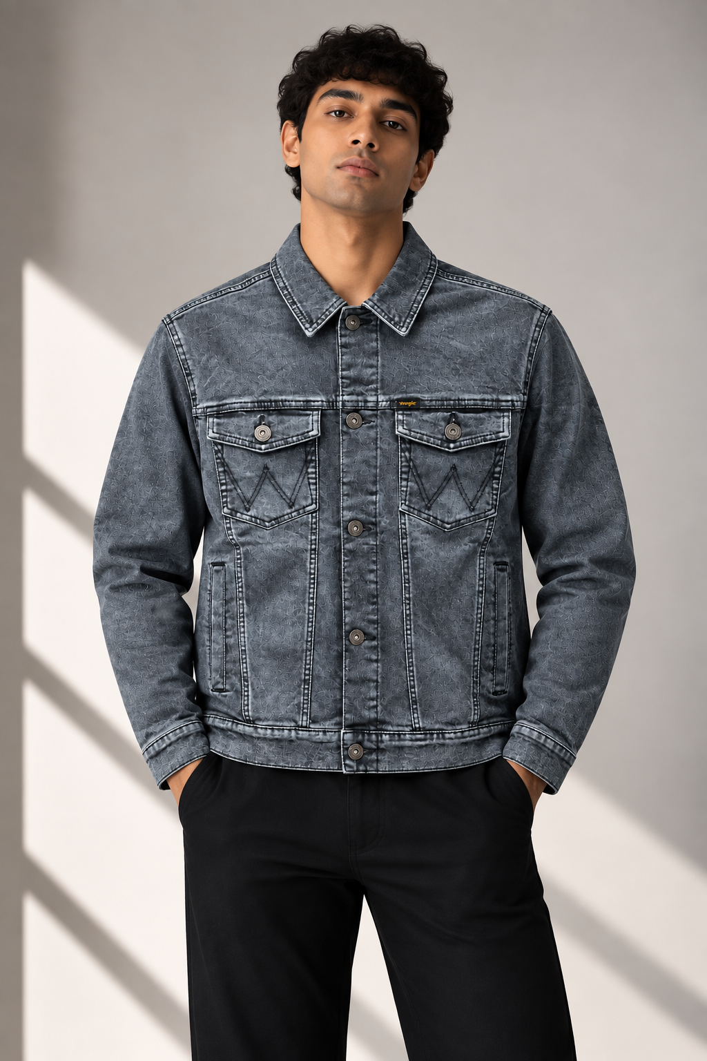 GATSBY Mens Denim Jacket Wrangler G143 Black