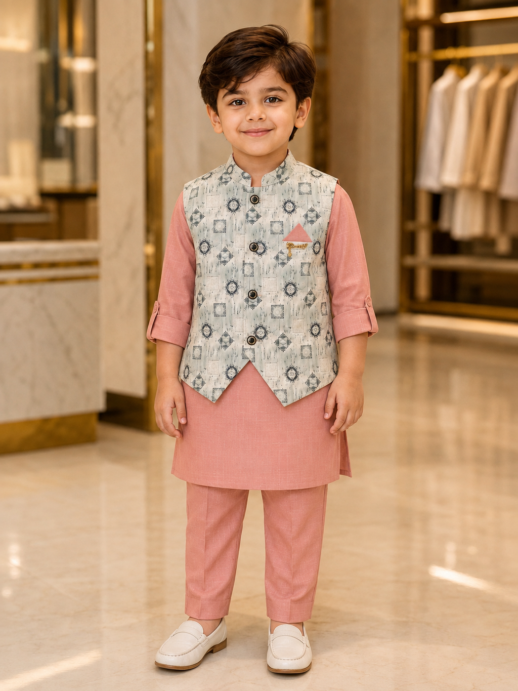 Kids Premium Waistcoat Kurta Pajama Set 386