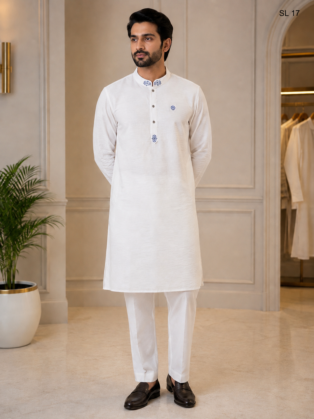 GATSBY Mens Panjabi SL 17 White