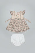 Girls Floral Embroidered Cotton Frock Set 0204