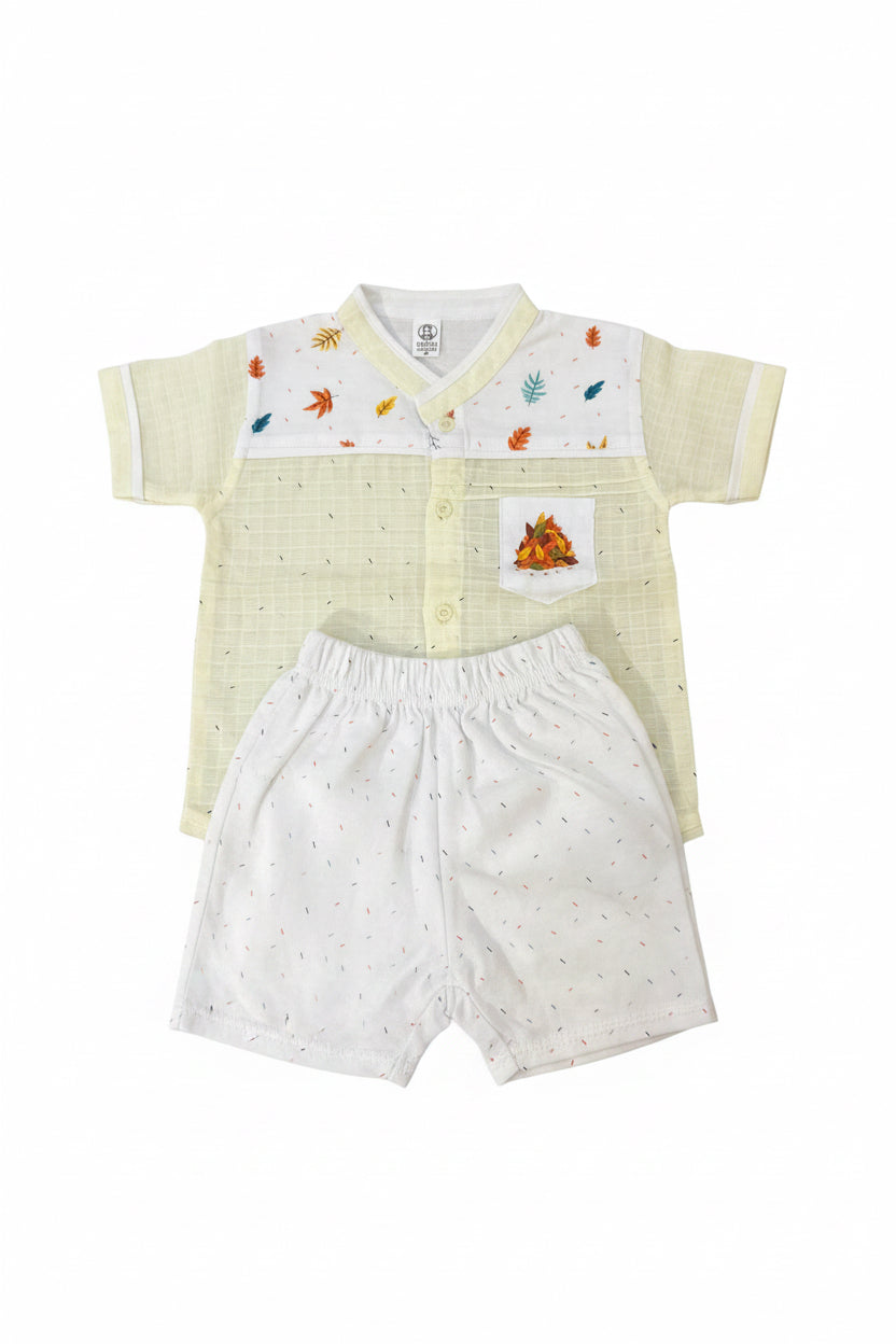 Baby Summer Leaf Print Shirt & Shorts 081